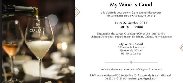 My Wine Is Good vous invite à une dégustation le 2 Octobre