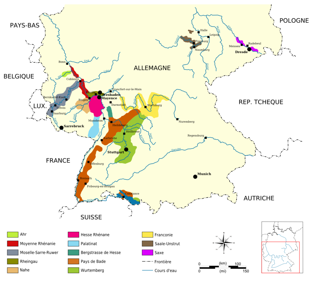 Carte des Vignobles d'Allemagne